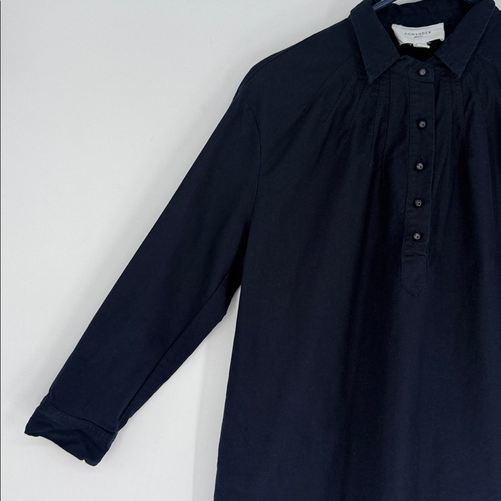 Pomander Place French Navy Polly Relaxed Fit Shirt Mini Dress Size M - Picture 5 of 12